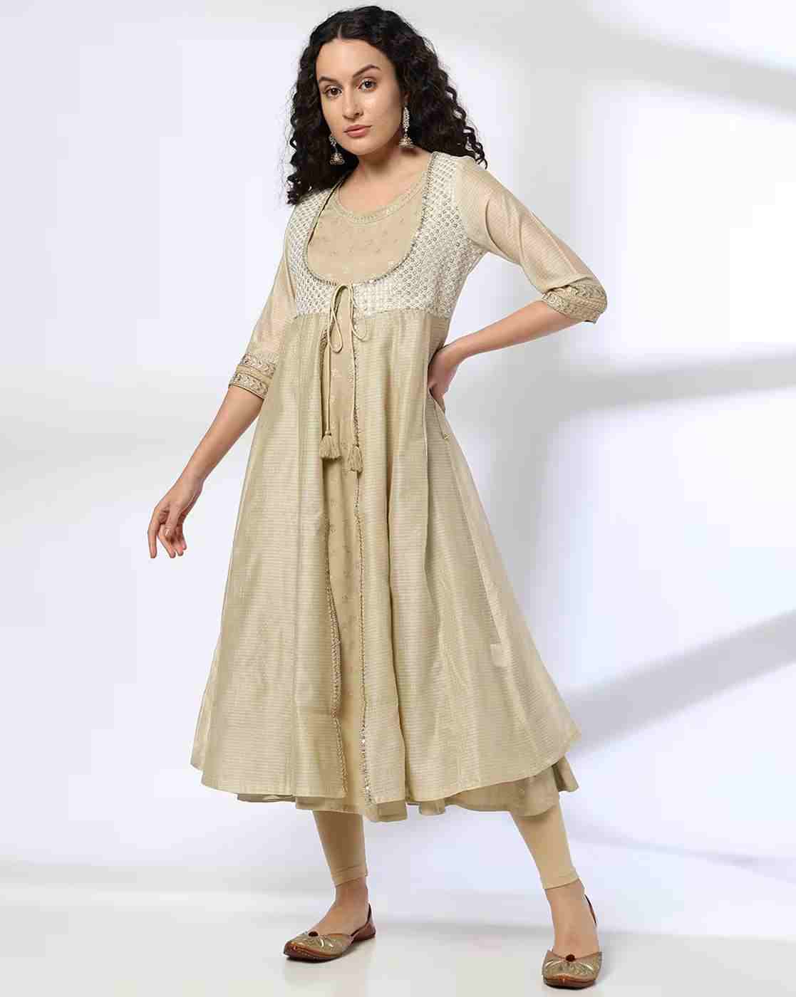 AVAASA MIX N' MATCH | Women Embellished Flared Kurta|0