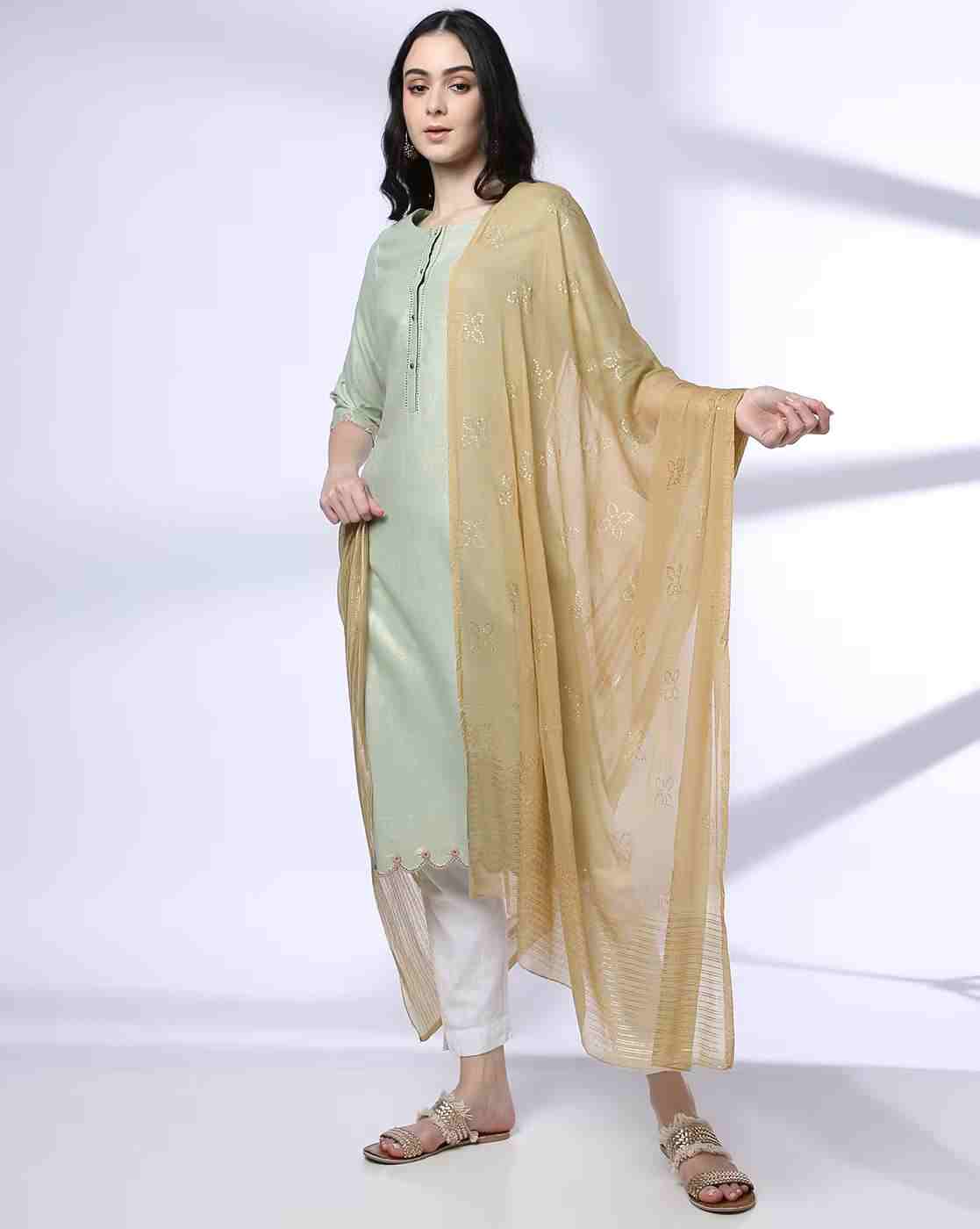 AVAASA MIX N' MATCH | Women Floral Print Chiffon Dupatta|0