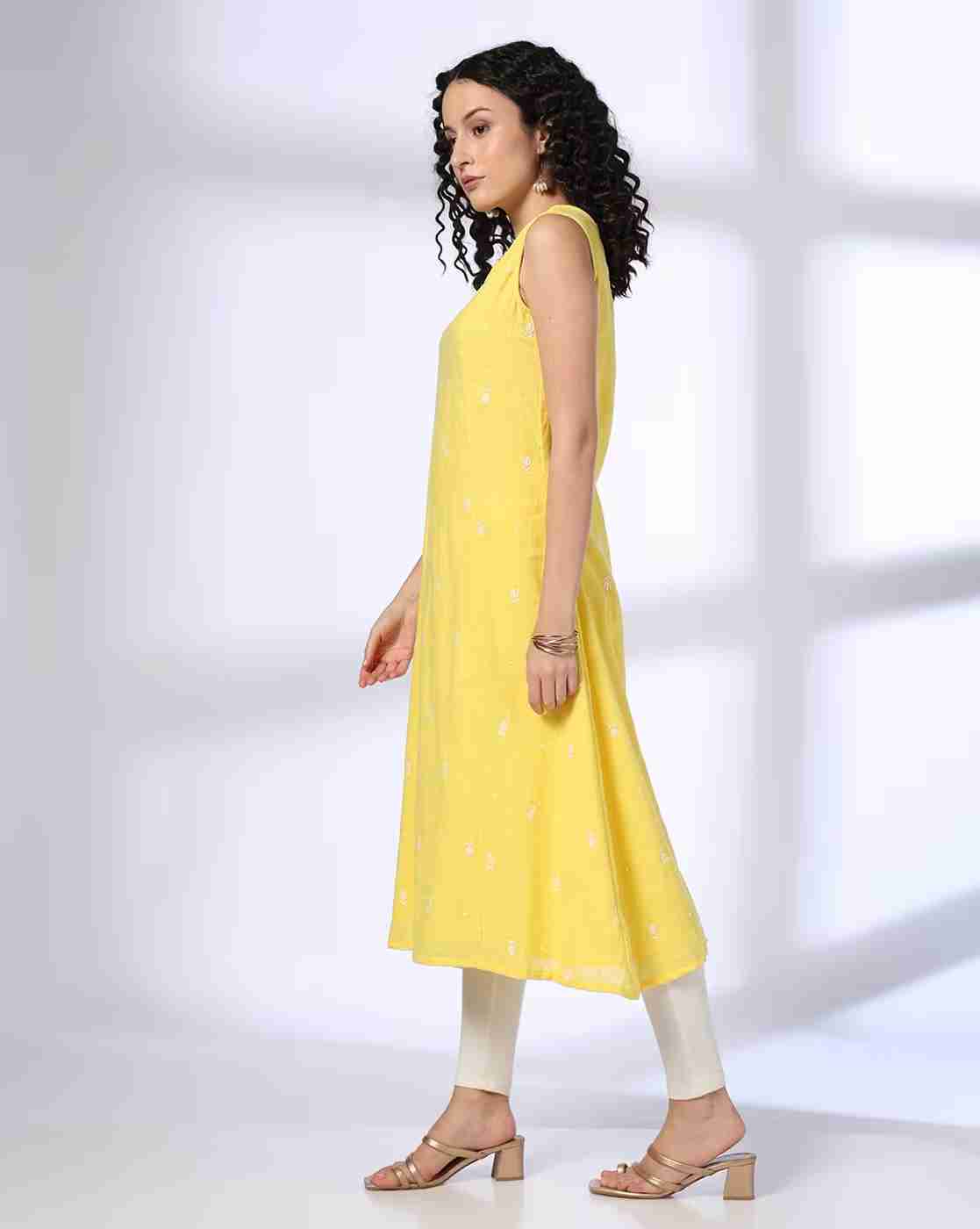 AVAASA MIX N' MATCH | Women Embroidered A-Line Kurta|1