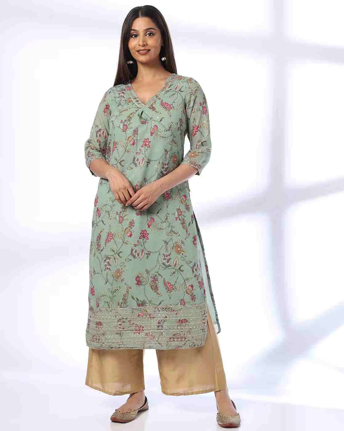 Women Floral Print Straight Kurta