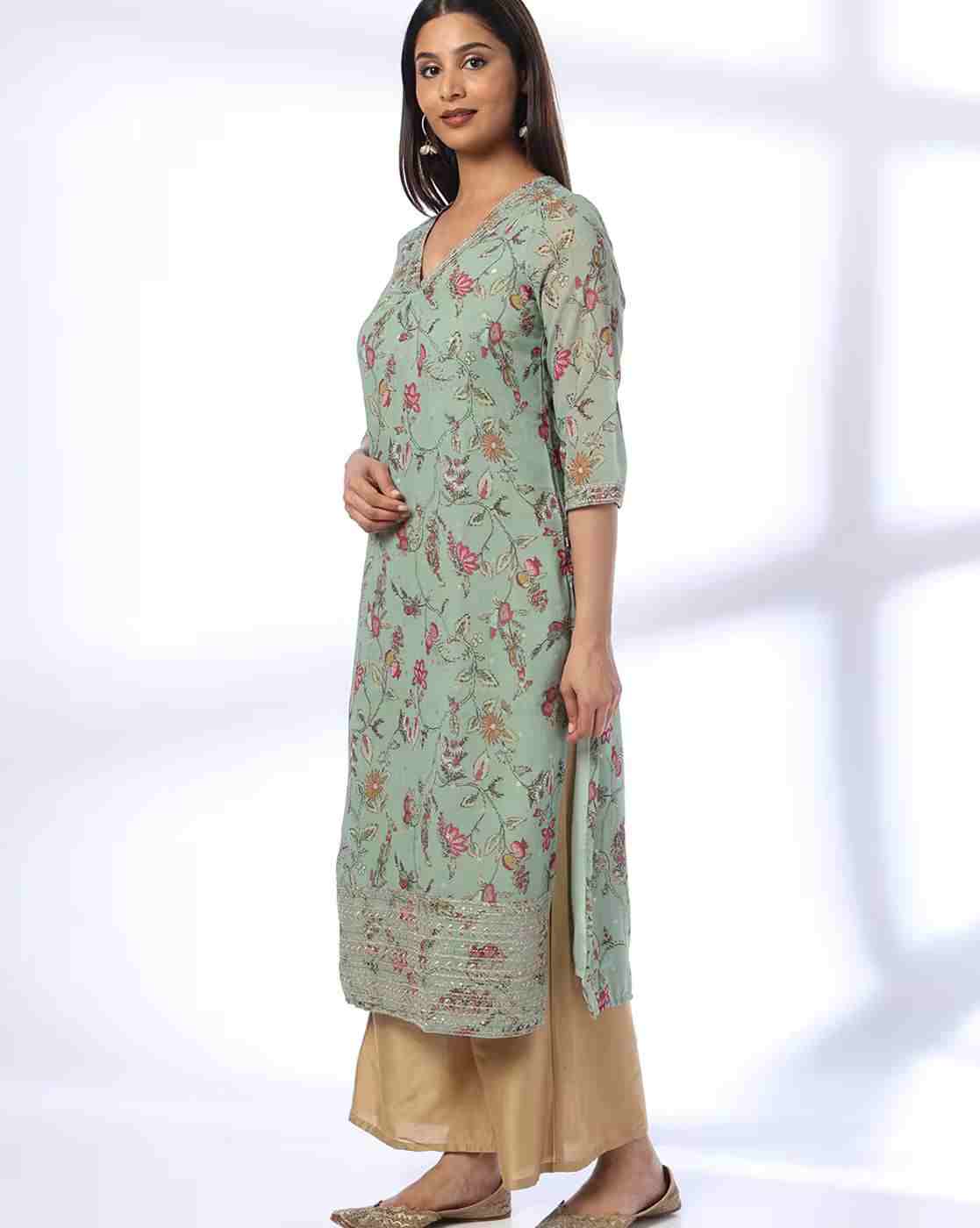 AVAASA MIX N' MATCH | Women Floral Print Straight Kurta