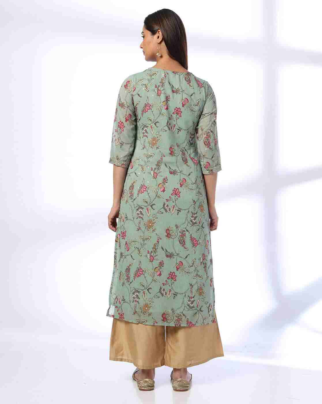 AVAASA MIX N' MATCH | Women Floral Print Straight Kurta|2