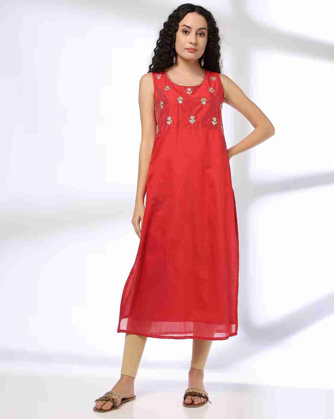 AVAASA MIX N' MATCH | Women Embroidered Straight Kurta with Jacket|0
