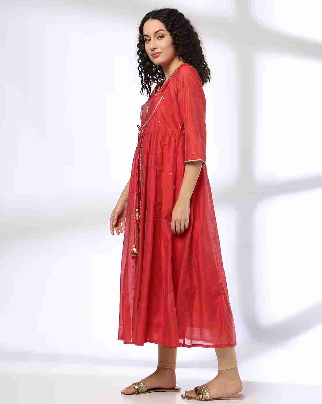 AVAASA MIX N' MATCH | Women Embroidered Straight Kurta with Jacket|1