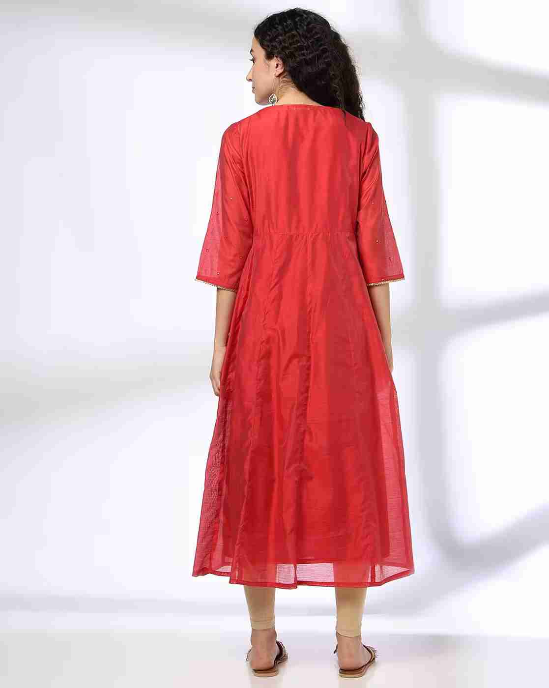 AVAASA MIX N' MATCH | Women Embroidered Straight Kurta with Jacket|2