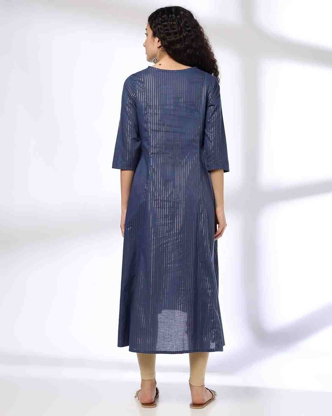 AVAASA MIX N' MATCH | Women Striped Flared Kurta|2