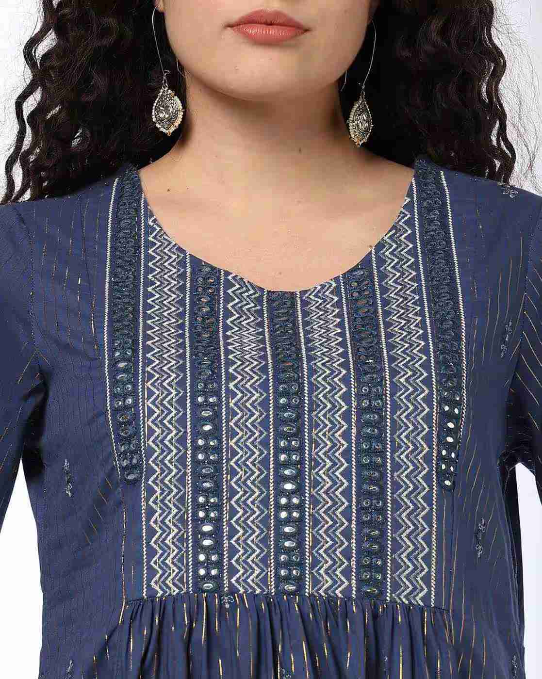 AVAASA MIX N' MATCH | Women Striped Flared Kurta|3