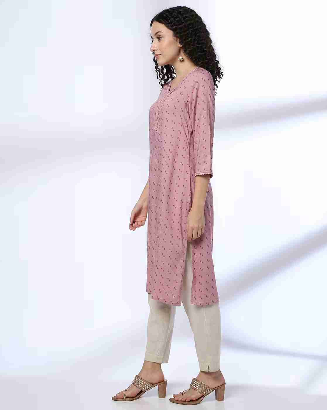 AVAASA MIX N' MATCH | Women Micro Print Straight Kurta|1