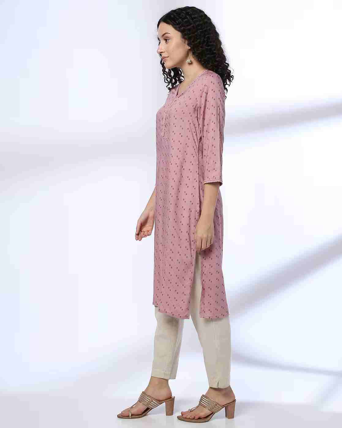 AVAASA MIX N' MATCH | Women Micro Print Straight Kurta|1