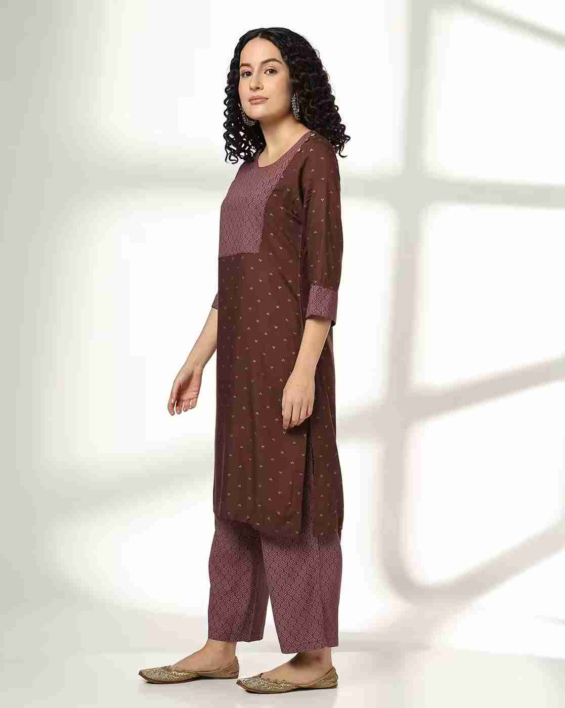 AVAASA MIX N' MATCH | Women Micro Print Straight Kurta Set with Sequin|1