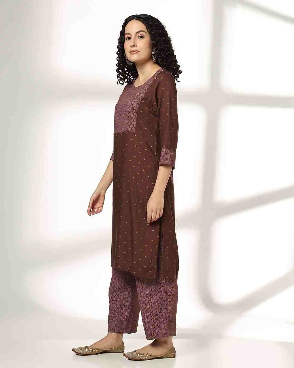 AVAASA MIX N' MATCH | Women Micro Print Straight Kurta Set with Sequin|1