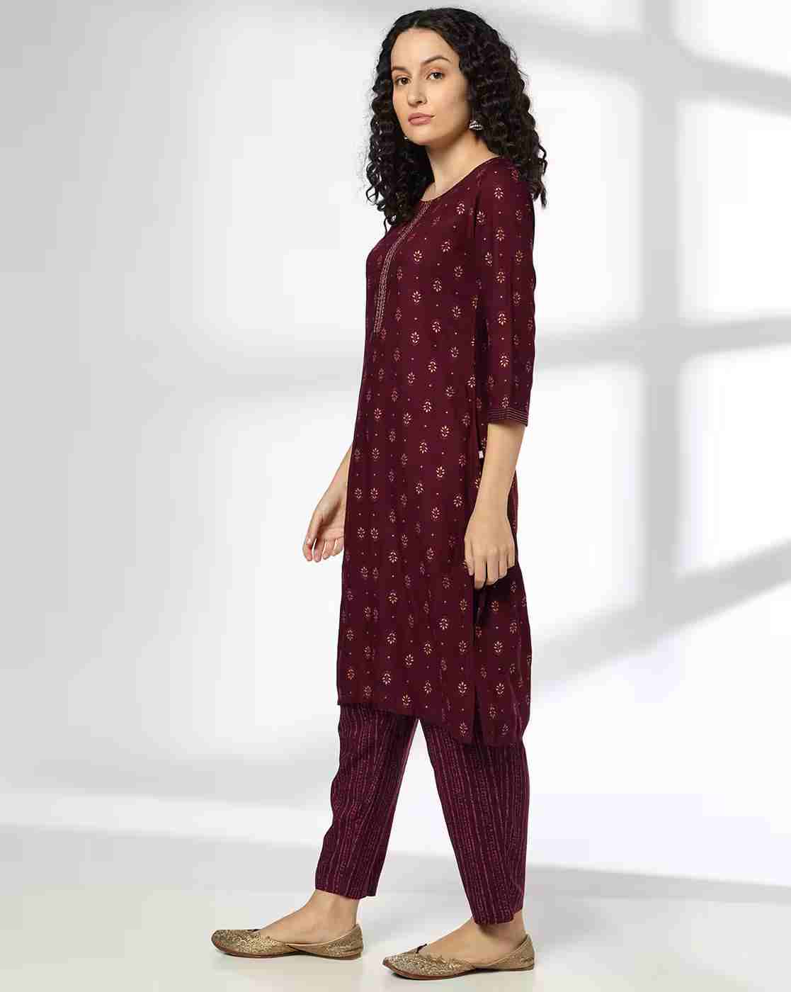 AVAASA MIX N' MATCH | Women Printed Straight Kurta & Pants Set|1