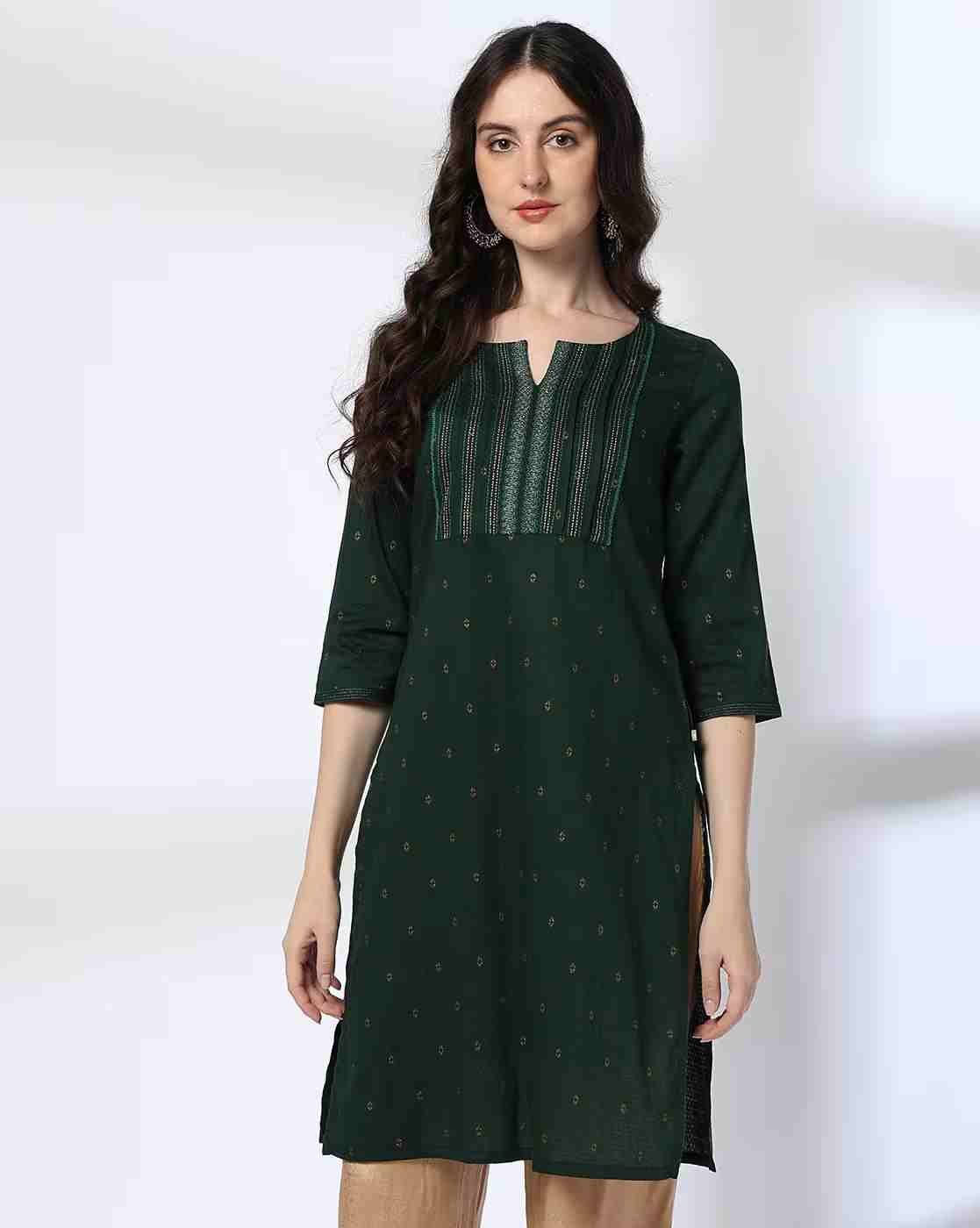 AVAASA MIX N' MATCH | Women Printed Straight Kurta with Embroidered Yoke|3