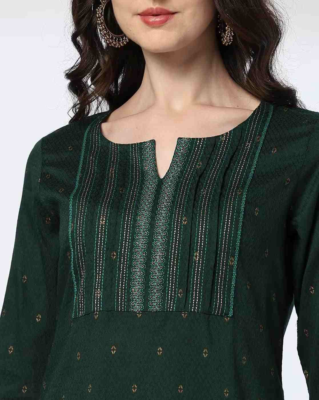 AVAASA MIX N' MATCH | Women Printed Straight Kurta with Embroidered Yoke|4