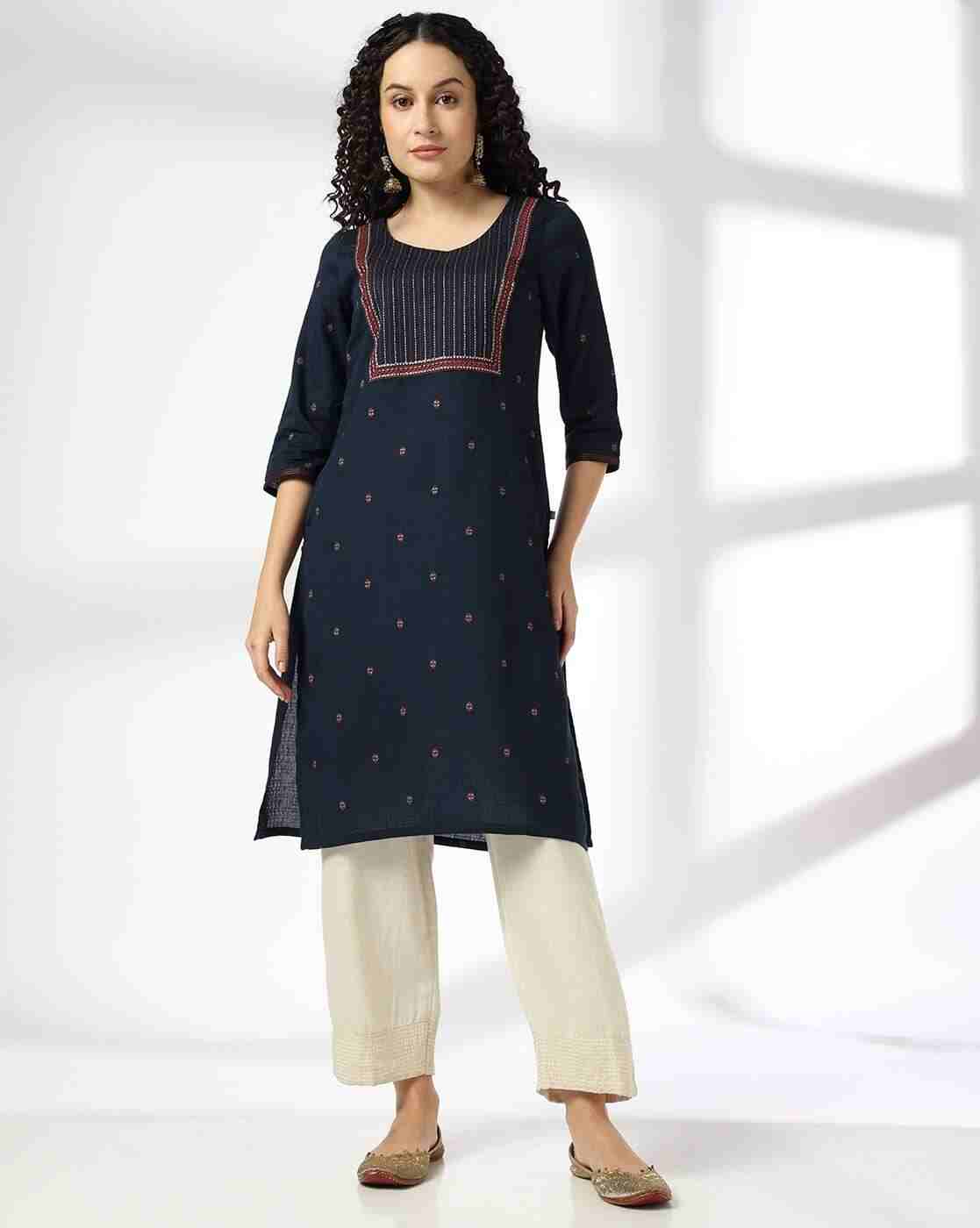 AVAASA MIX N' MATCH | Women Geometric Print Straight Kurta|0