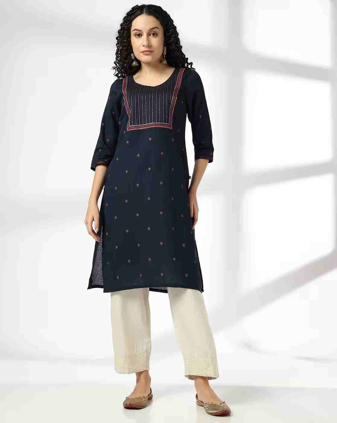 AVAASA MIX N' MATCH | Women Geometric Print Straight Kurta|0