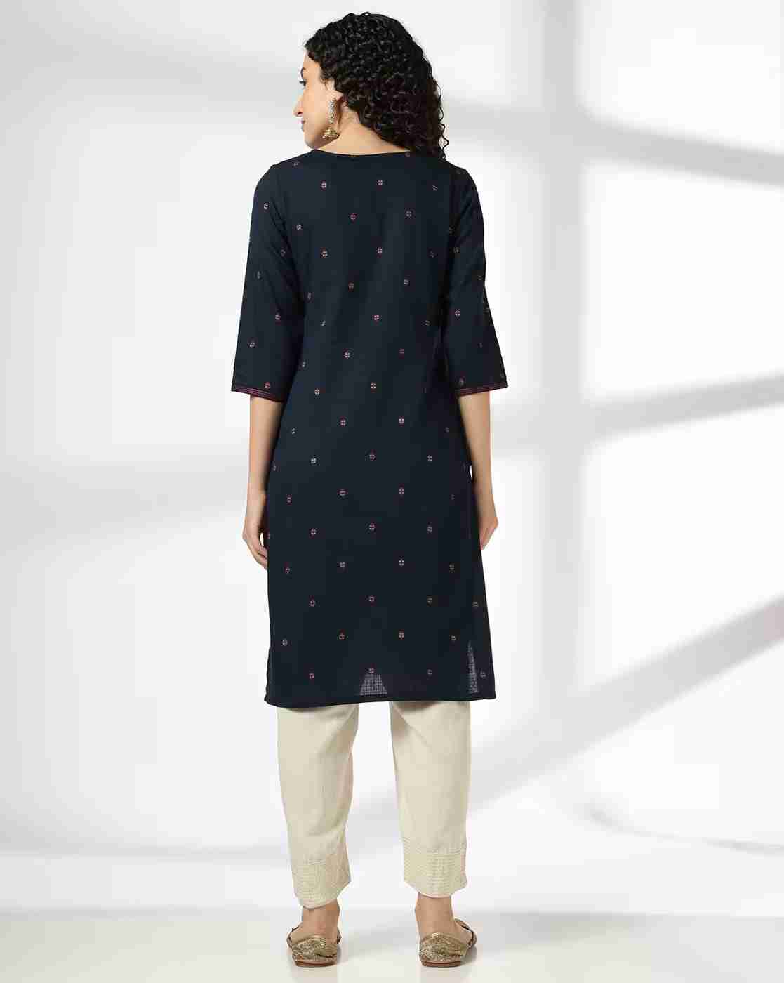AVAASA MIX N' MATCH | Women Geometric Print Straight Kurta|2