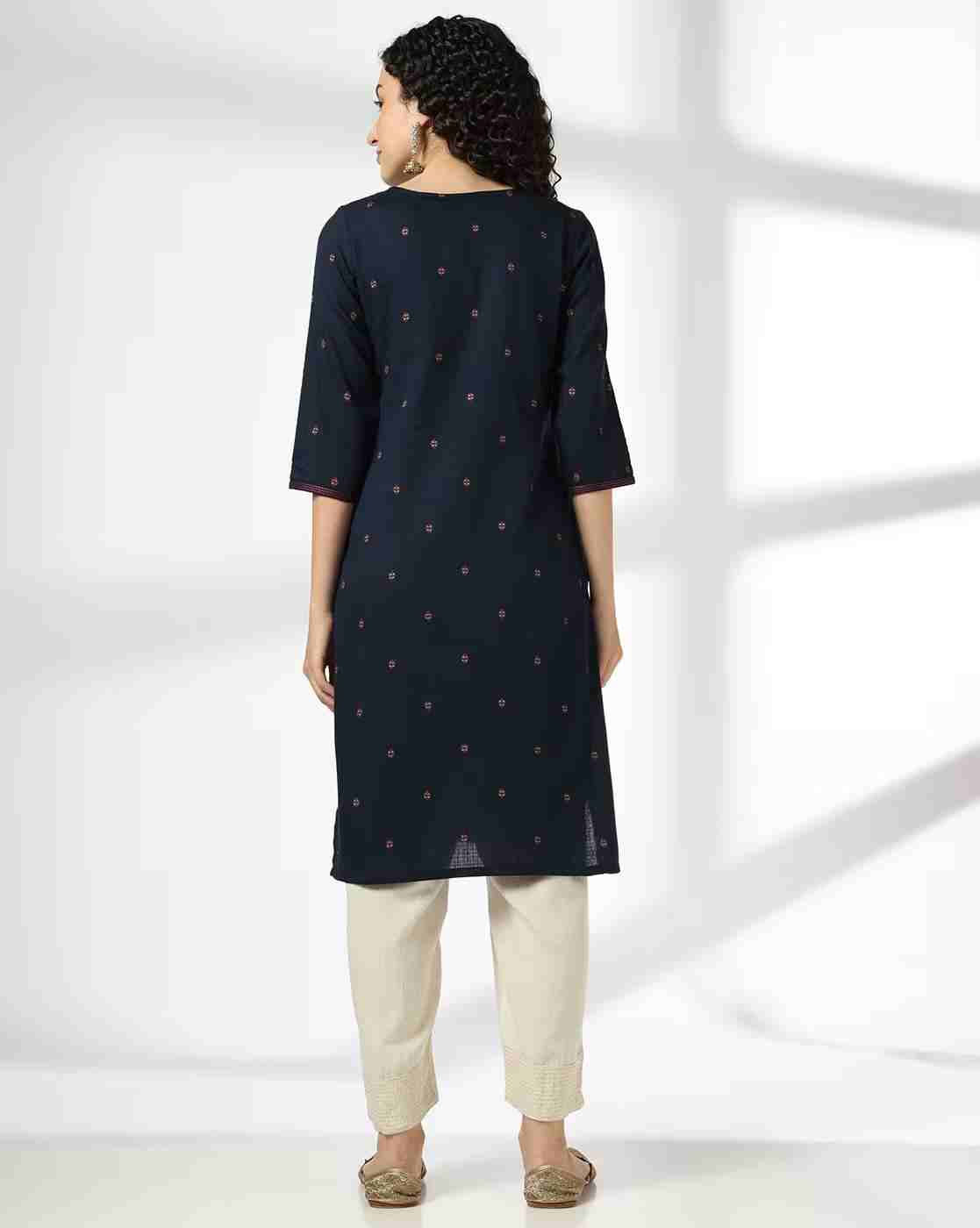AVAASA MIX N' MATCH | Women Geometric Print Straight Kurta|2
