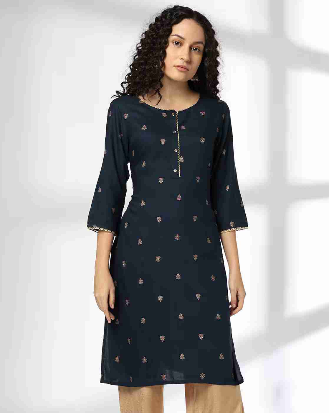 AVAASA MIX N' MATCH | Women Floral Print Straight Kurta|0