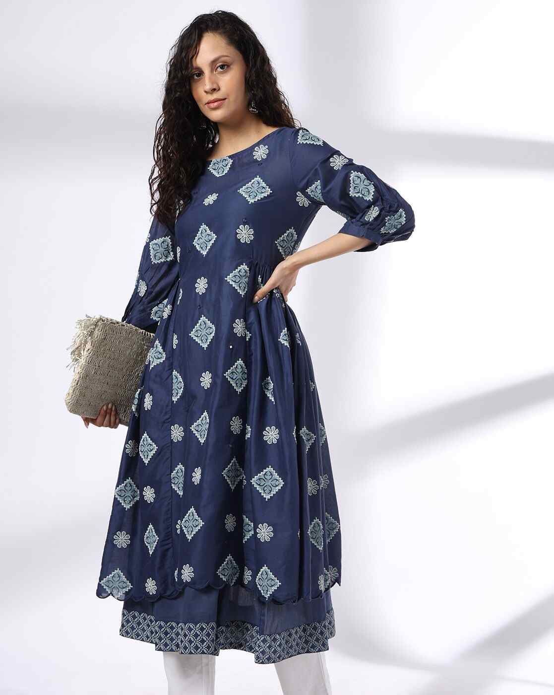 AVAASA MIX N' MATCH | Women Printed Flared Layered Kurta|4