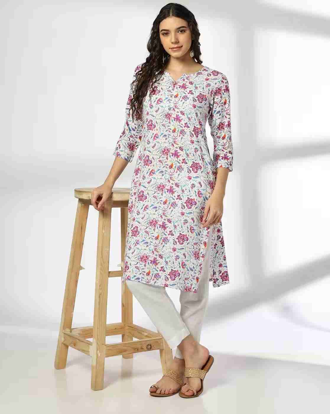 AVAASA MIX N' MATCH | Women Floral Print Straight Kurta|0