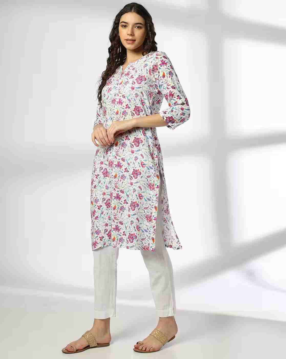 AVAASA MIX N' MATCH | Women Floral Print Straight Kurta|1