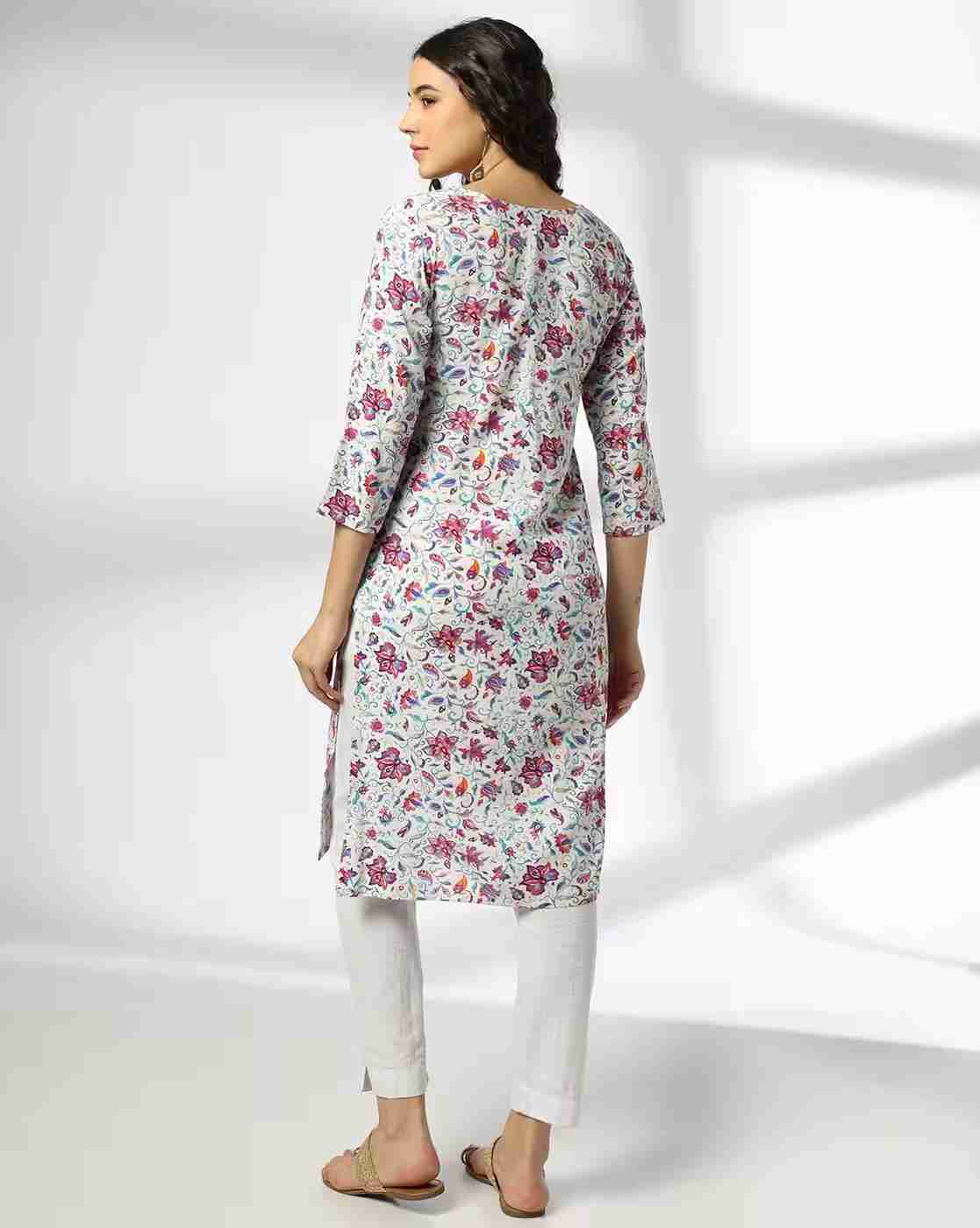 AVAASA MIX N' MATCH | Women Floral Print Straight Kurta|3