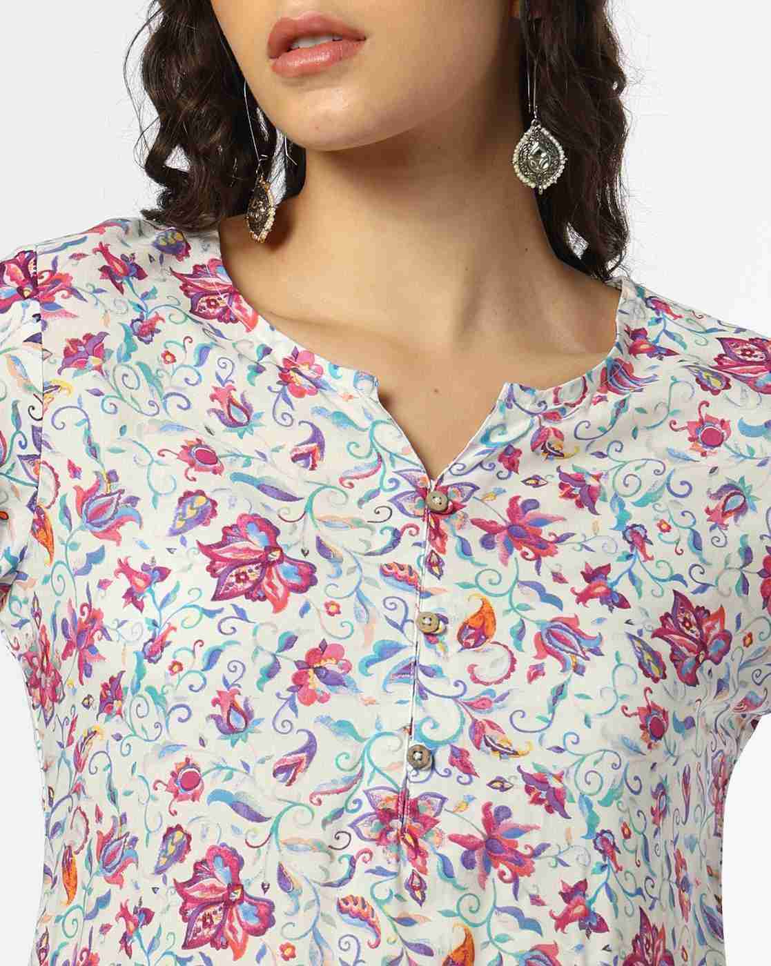 AVAASA MIX N' MATCH | Women Floral Print Straight Kurta|4