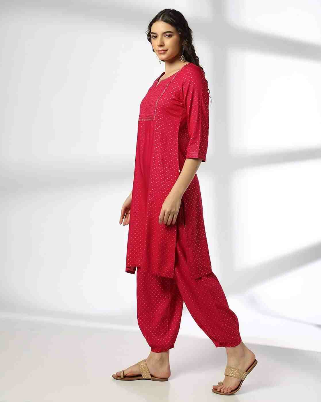 AVAASA MIX N' MATCH | Women Micro Print Straight Kurta & Dhoti Pants Set|1