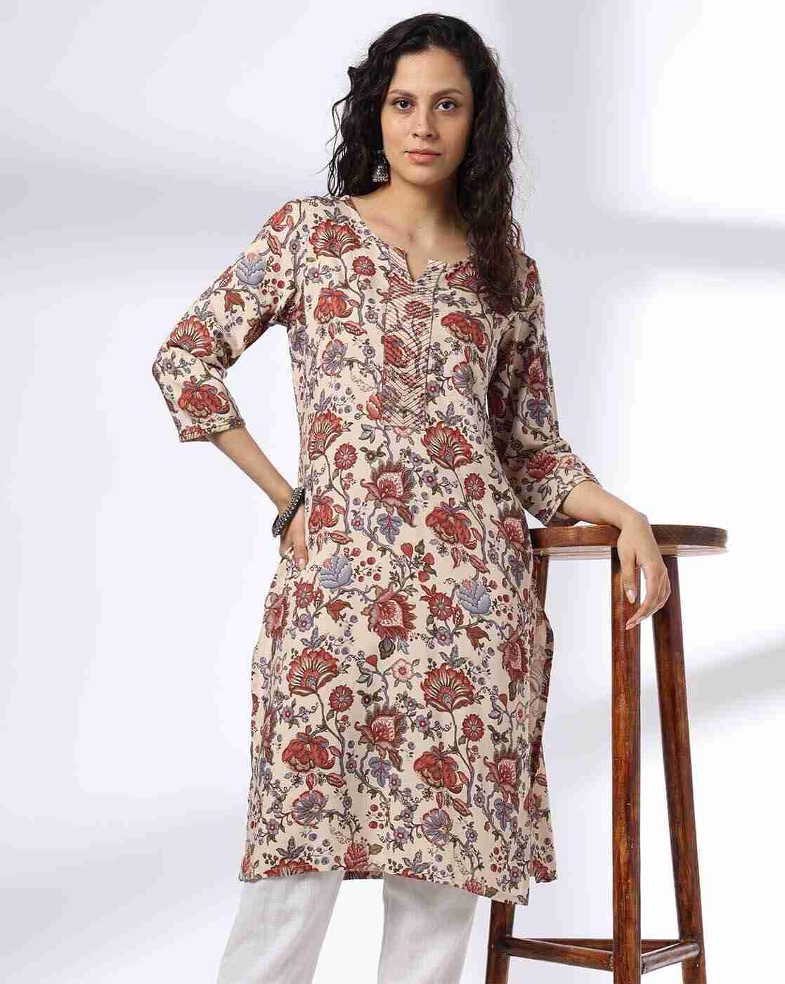 AVAASA MIX N' MATCH | Women Floral Print Straight Kurta|0