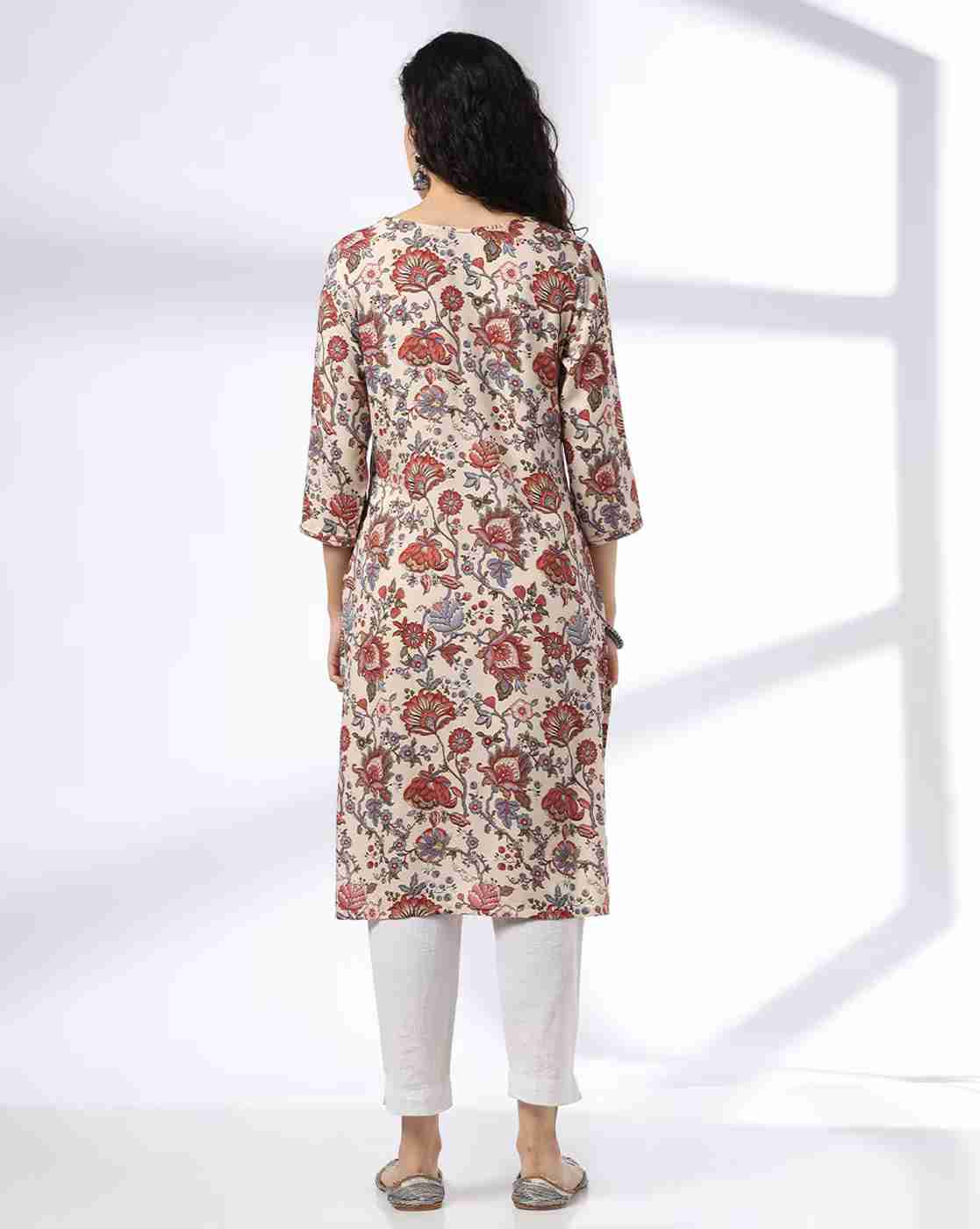 AVAASA MIX N' MATCH | Women Floral Print Straight Kurta|2