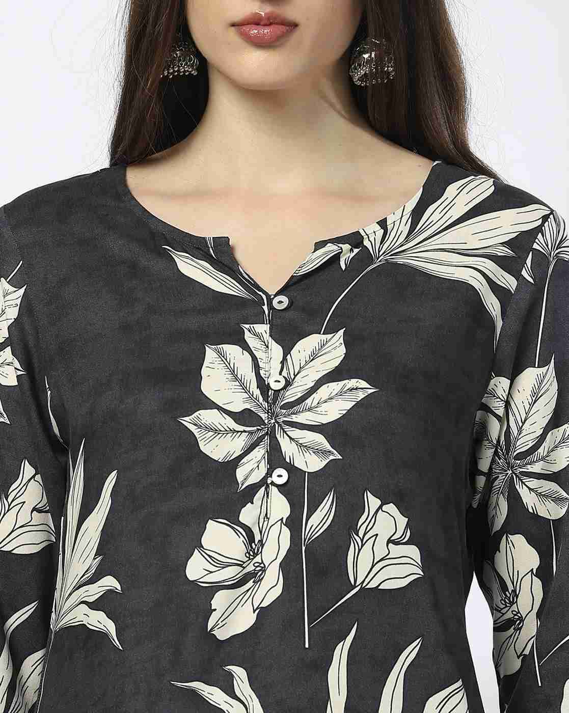 AVAASA MIX N' MATCH | Women Leaf Print Straight Kurta|3