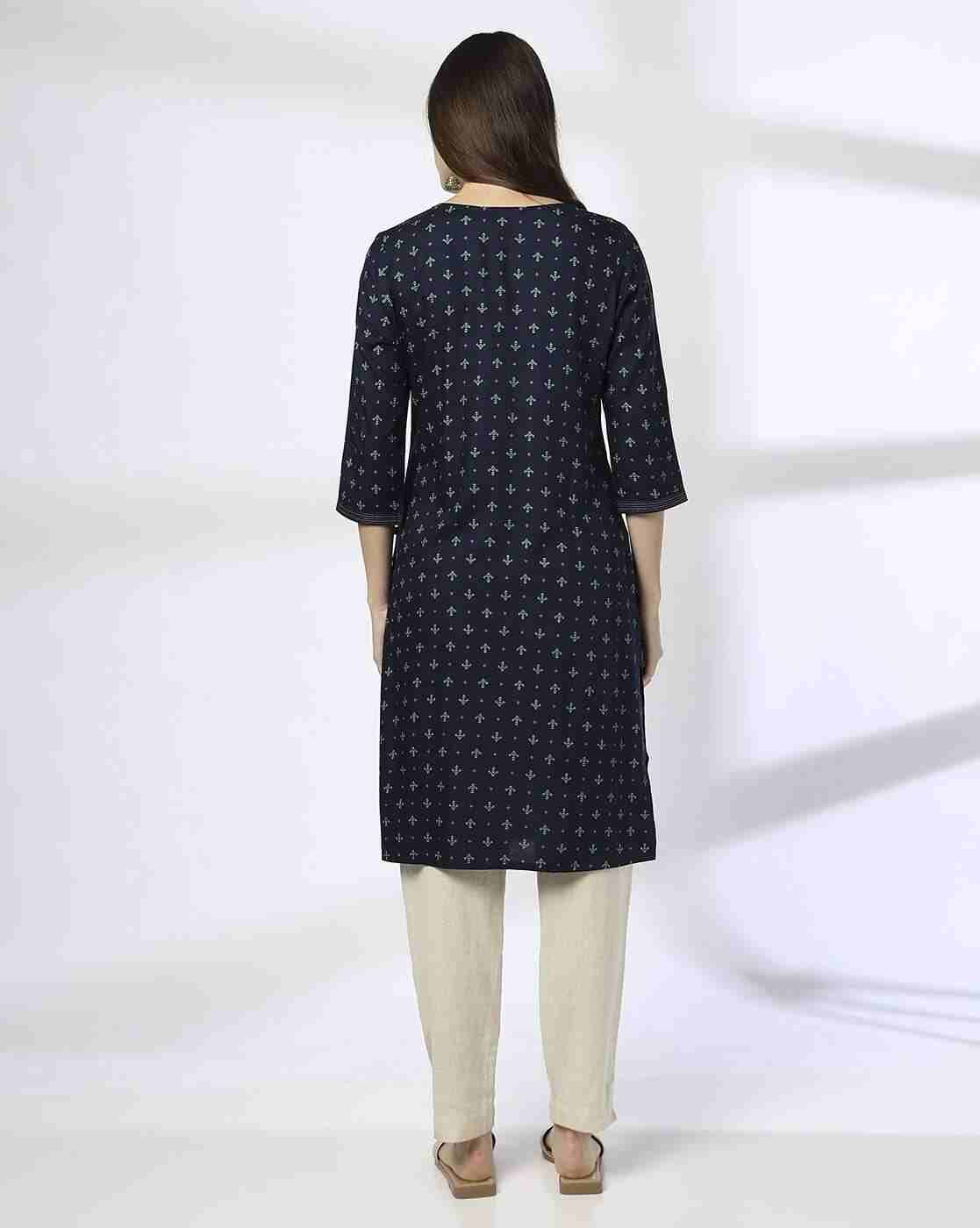 AVAASA MIX N' MATCH | Women All-Over Print Straight Kurta|2