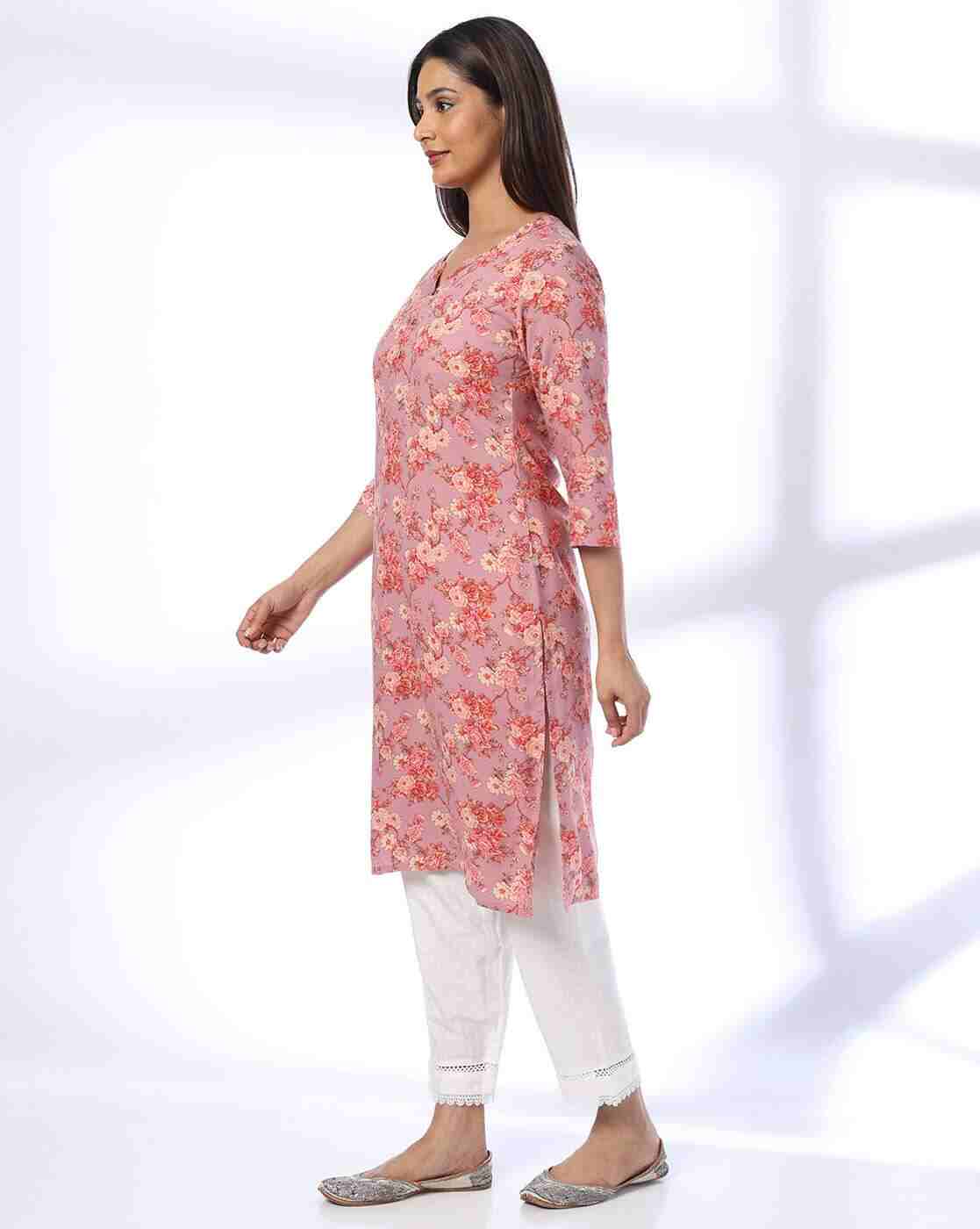 AVAASA MIX N' MATCH | Women Floral Print Straight Kurta|1