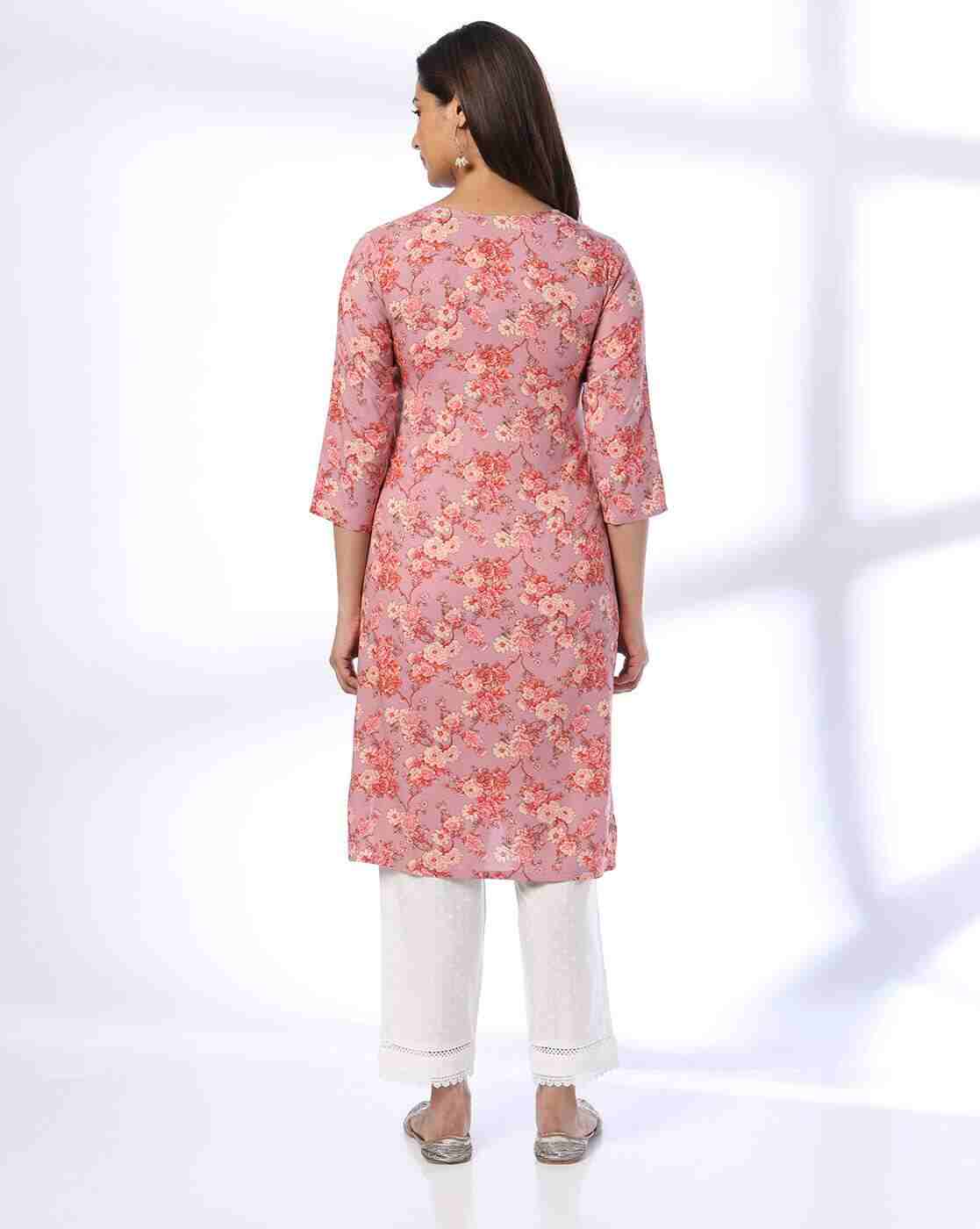 AVAASA MIX N' MATCH | Women Floral Print Straight Kurta|2
