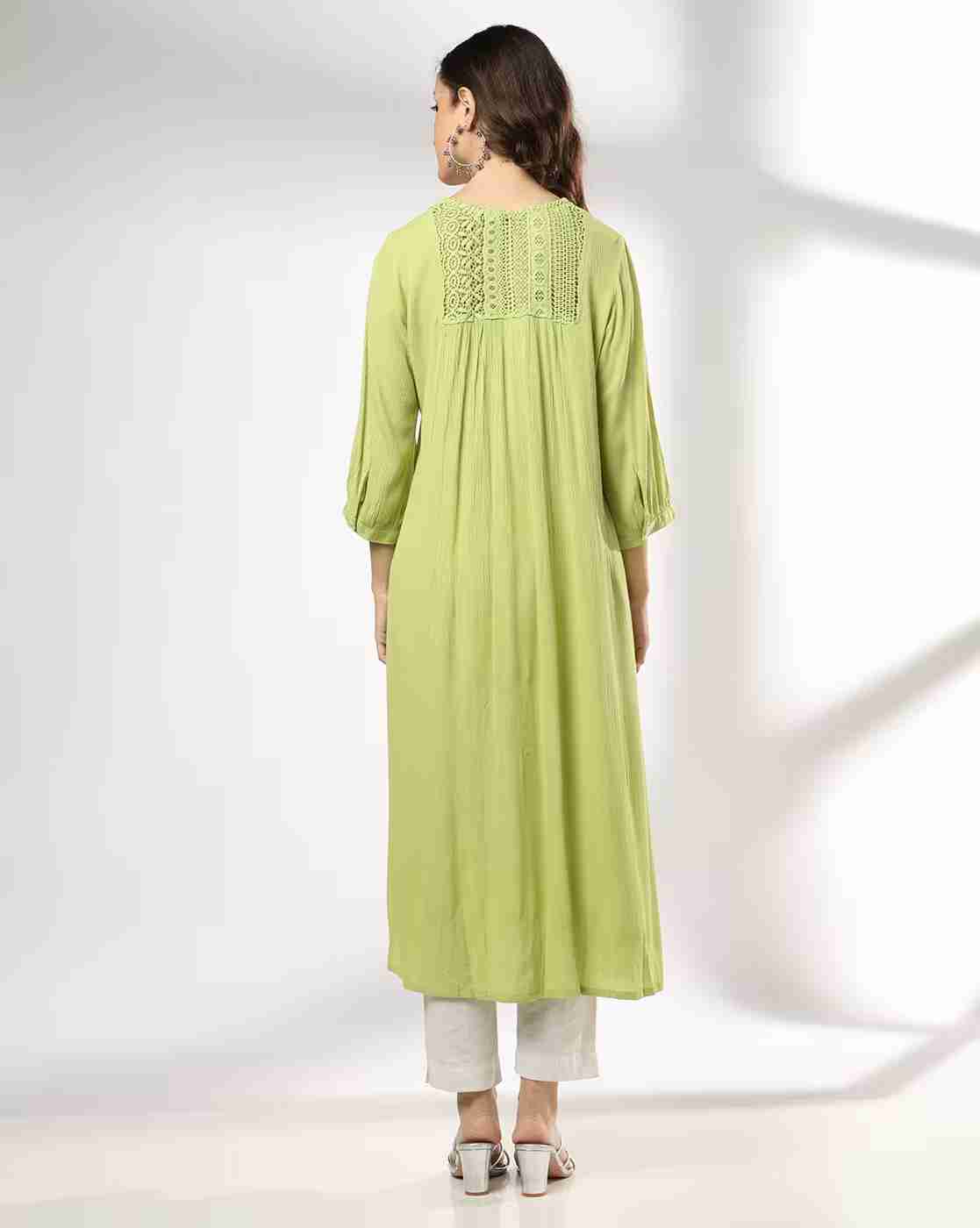 AVAASA MIX N' MATCH | Women Pintuck A-Line Kurta with Insert Pocket|2