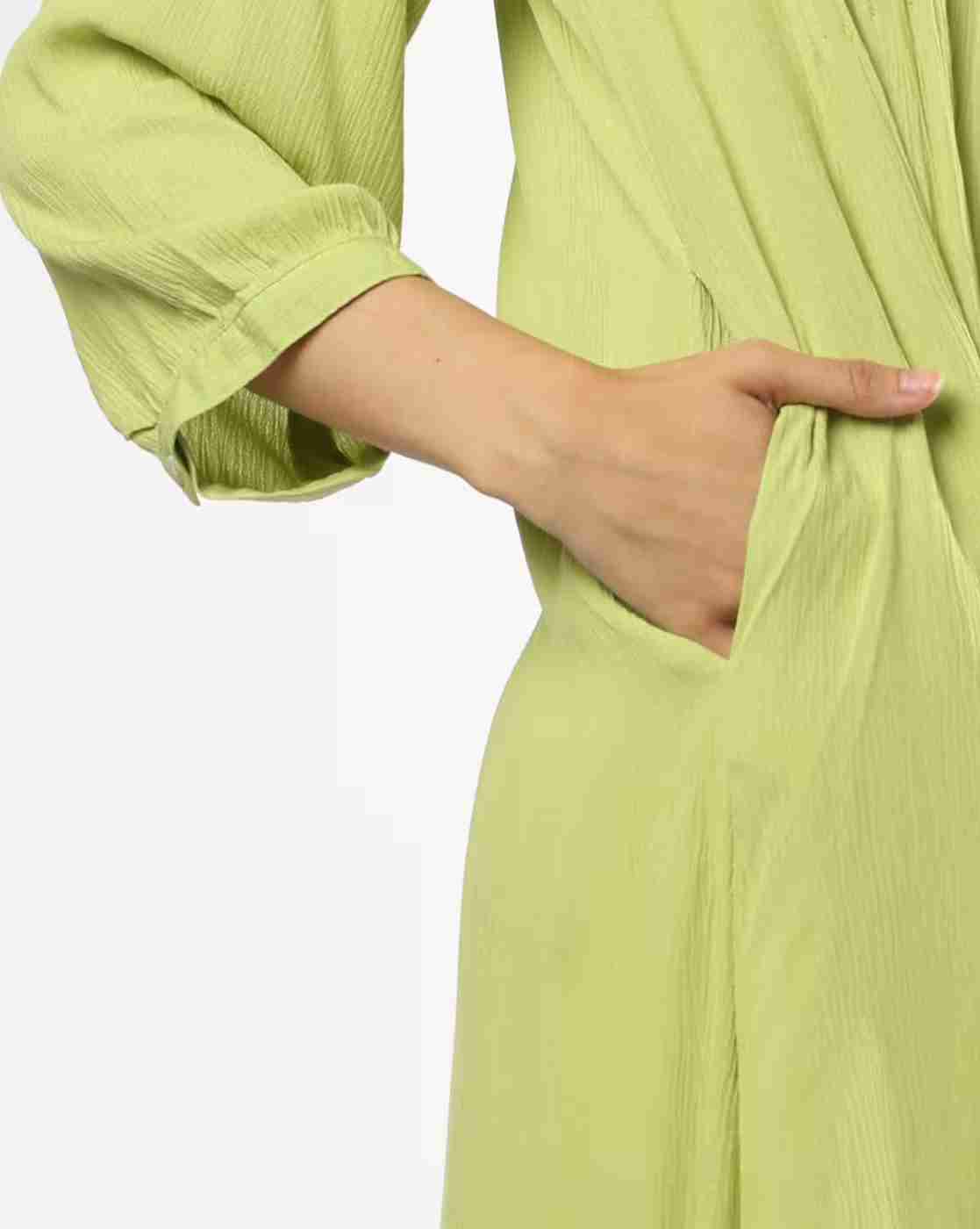 AVAASA MIX N' MATCH | Women Pintuck A-Line Kurta with Insert Pocket|4