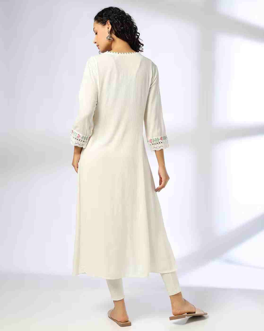 AVAASA MIX N' MATCH | Women Embroidered A-Line Kurta|2