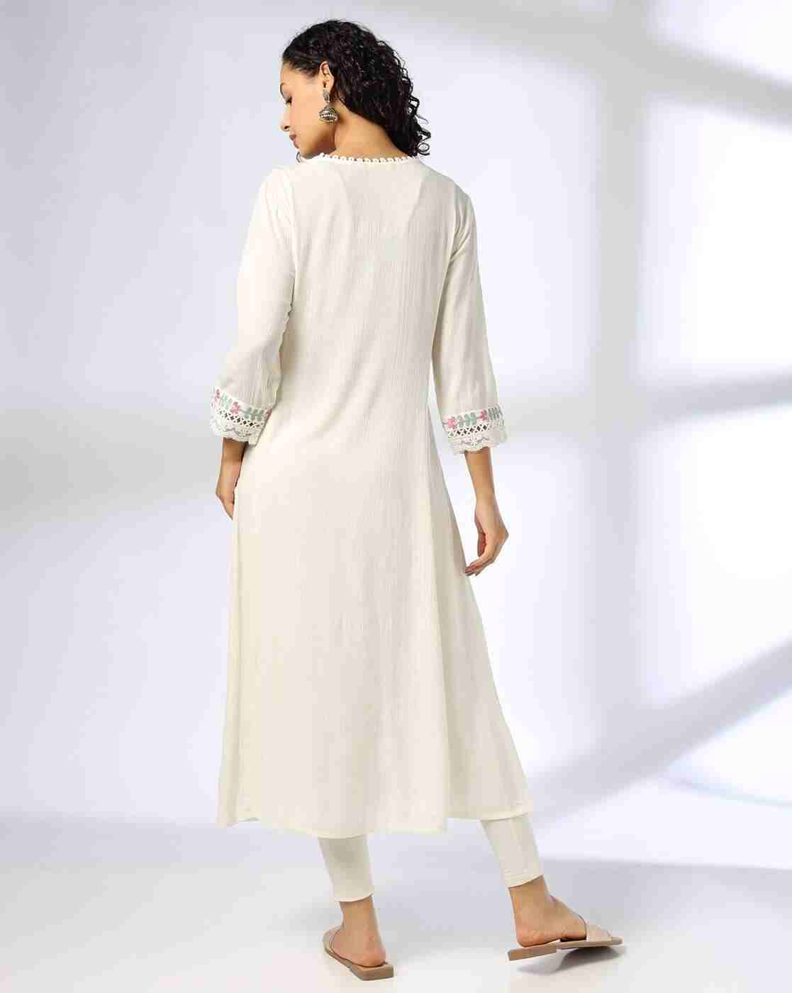 AVAASA MIX N' MATCH | Women Embroidered A-Line Kurta|2