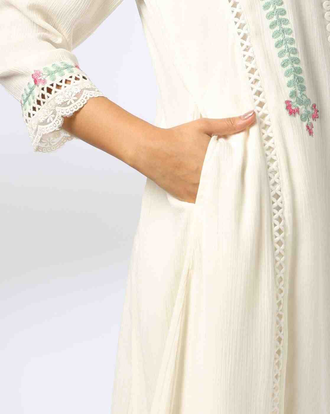AVAASA MIX N' MATCH | Women Embroidered A-Line Kurta|4