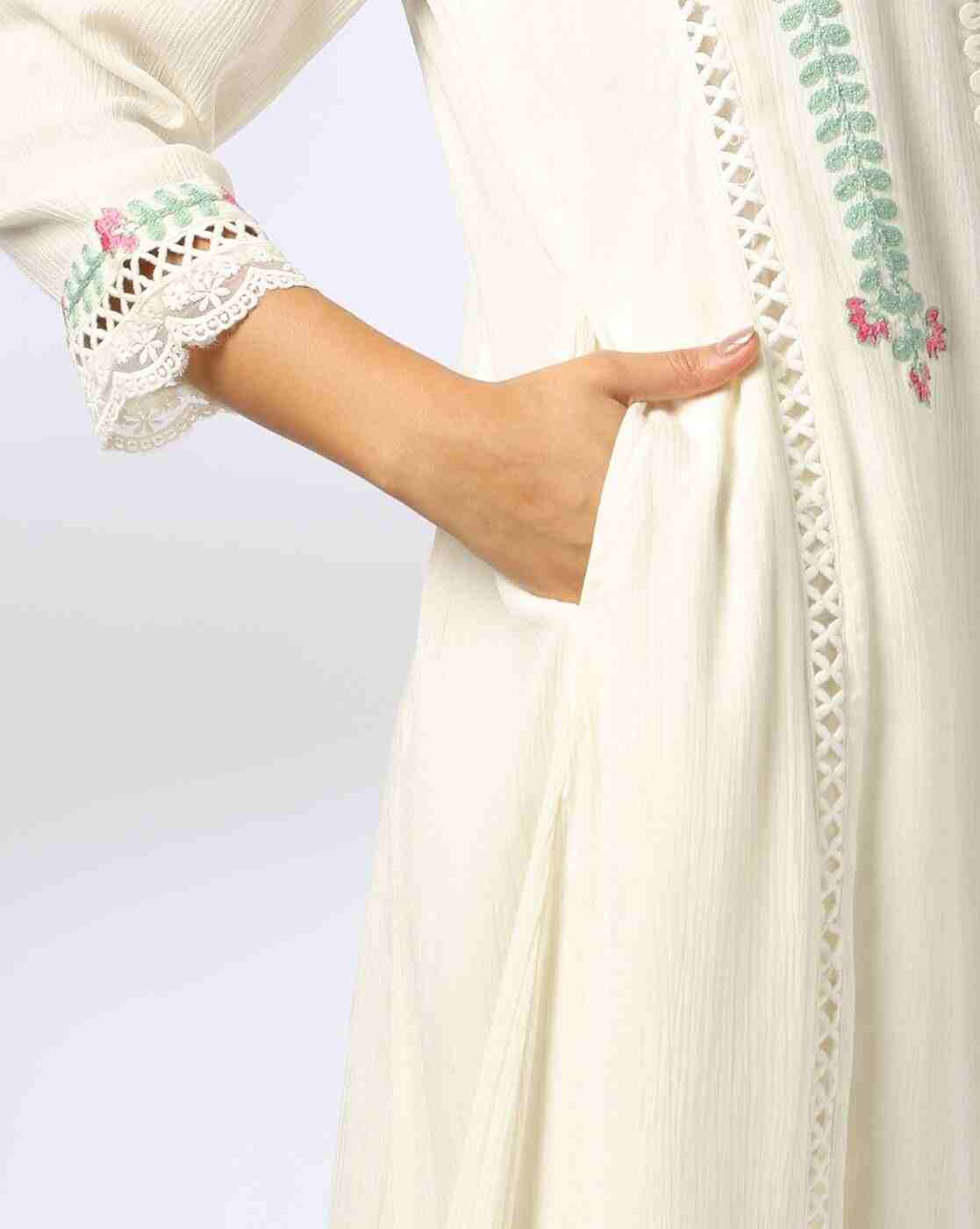 AVAASA MIX N' MATCH | Women Embroidered A-Line Kurta|4