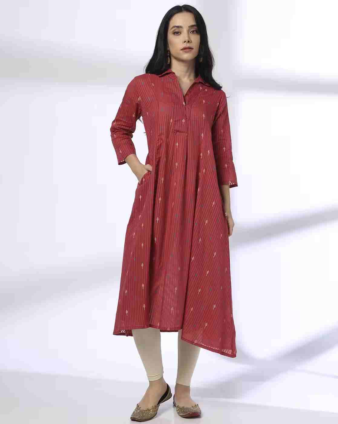 AVAASA MIX N' MATCH | Women Geometric Print Flared Kurta with Insert Pocket|0