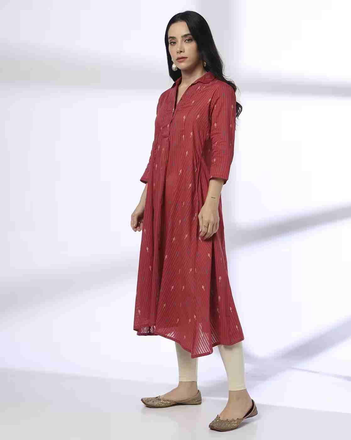 AVAASA MIX N' MATCH | Women Geometric Print Flared Kurta with Insert Pocket|1