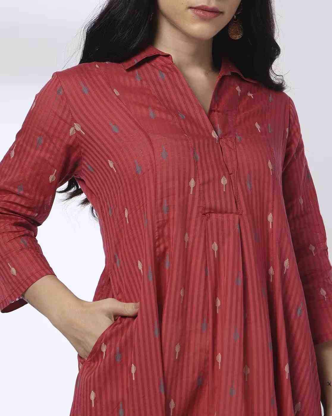 AVAASA MIX N' MATCH | Women Geometric Print Flared Kurta with Insert Pocket|3