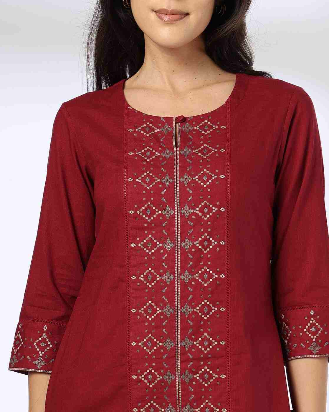 AVAASA MIX N' MATCH | Women Embroidered A-Line Kurta|3