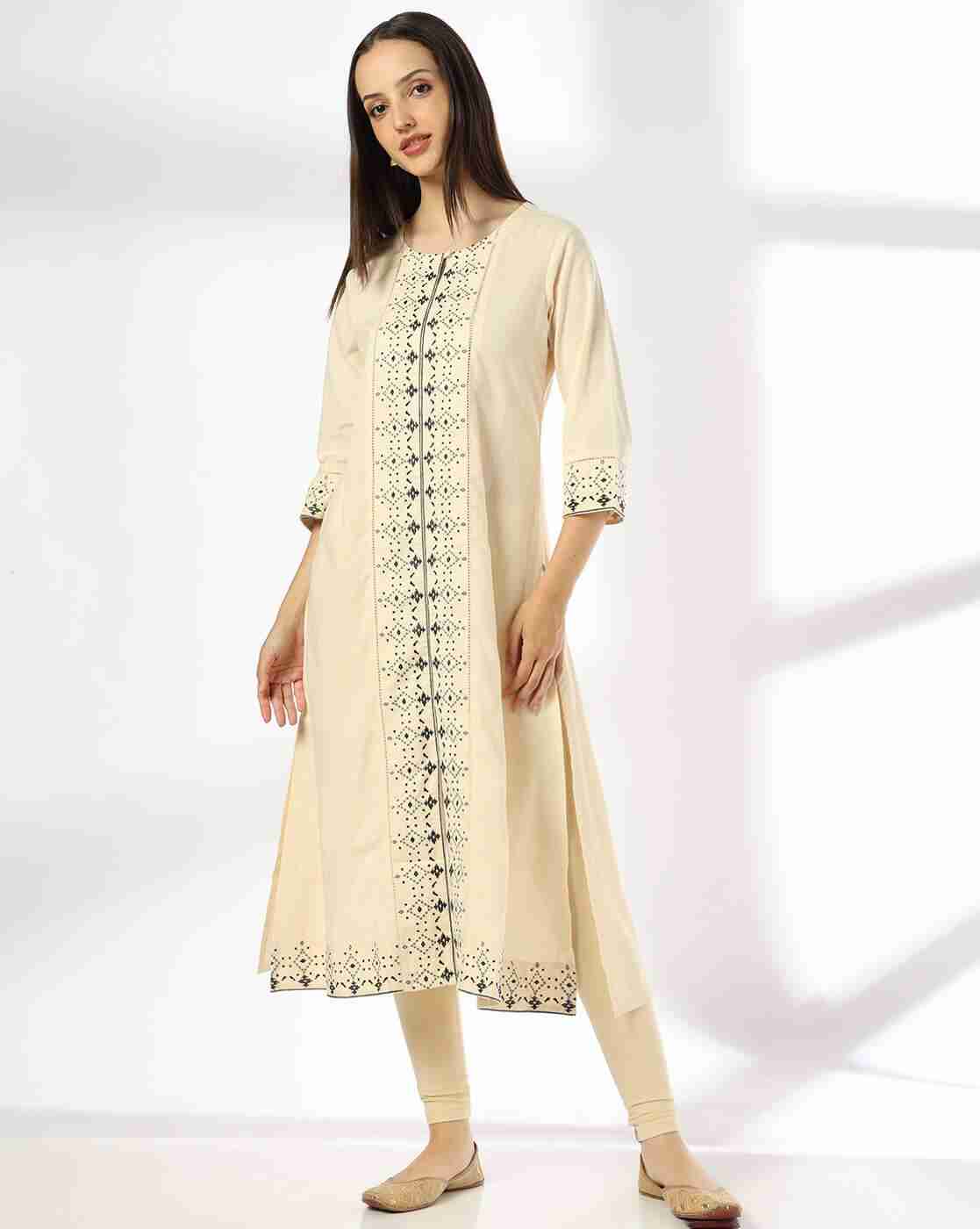 Women A-Line Kurta with Embroidered Yoke