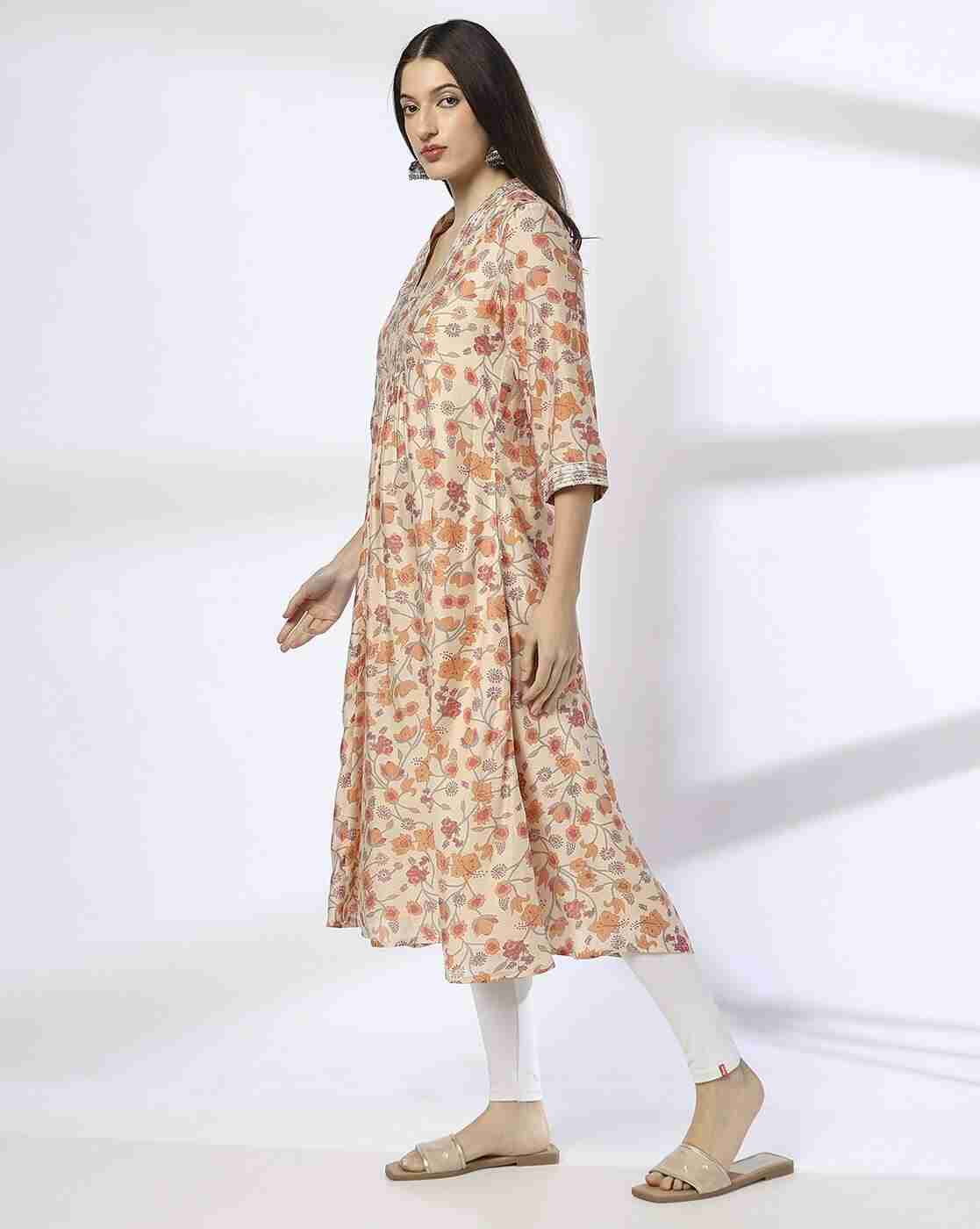 AVAASA MIX N' MATCH | Women Floral Print Flared Kurta|1