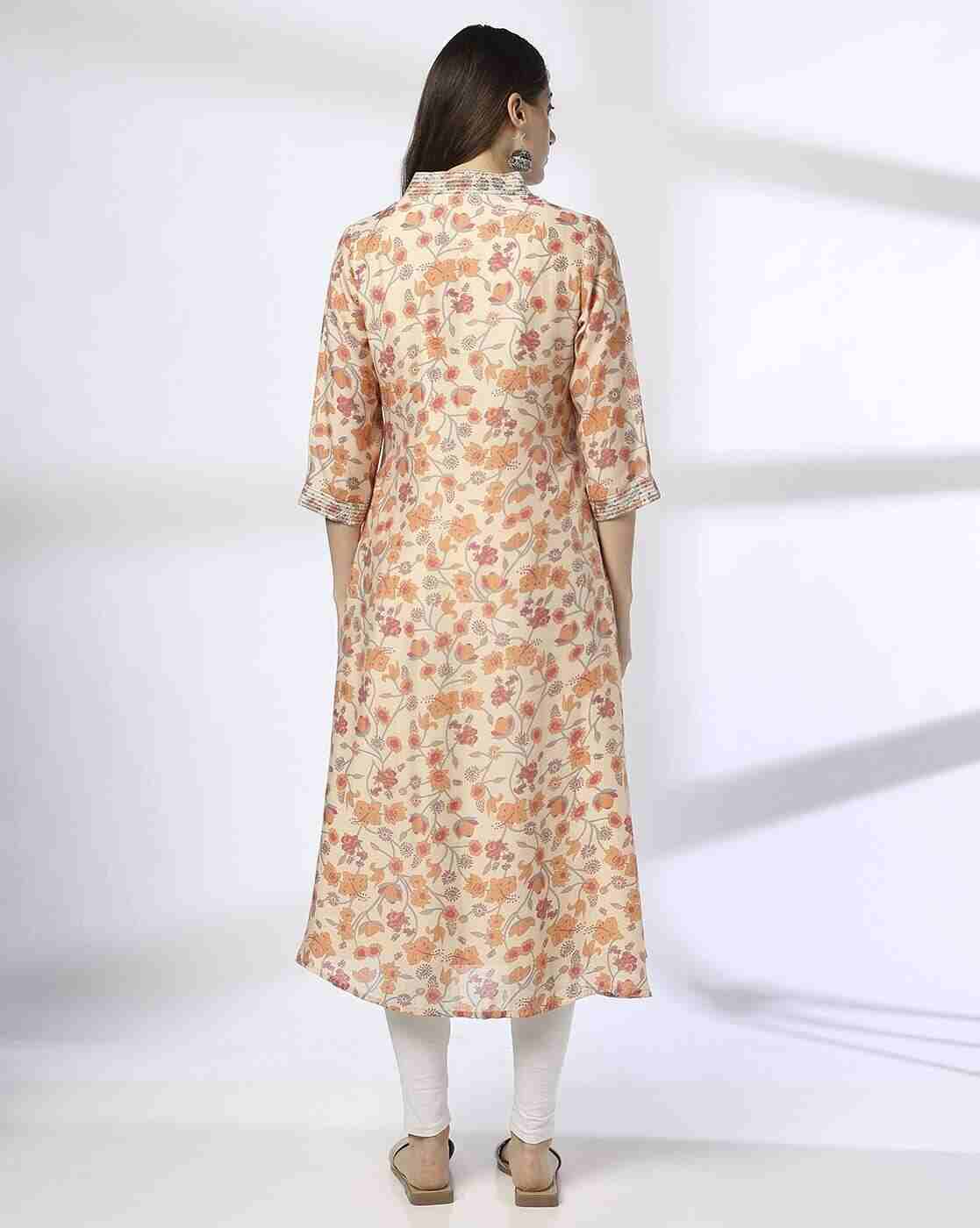 AVAASA MIX N' MATCH | Women Floral Print Flared Kurta|2