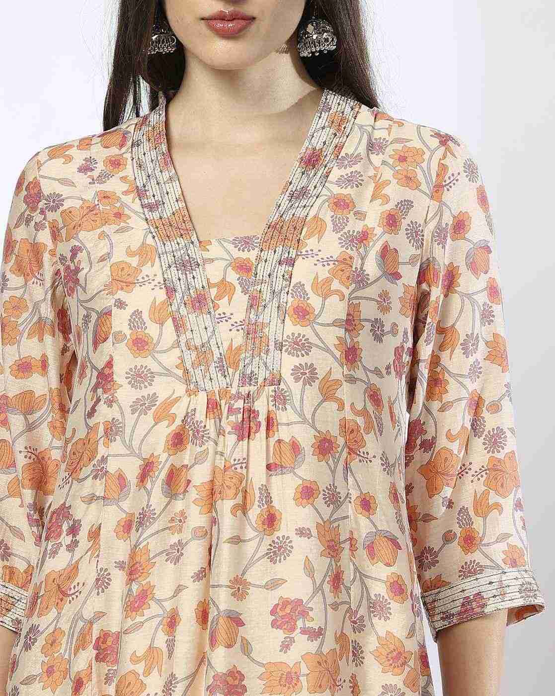 AVAASA MIX N' MATCH | Women Floral Print Flared Kurta|3