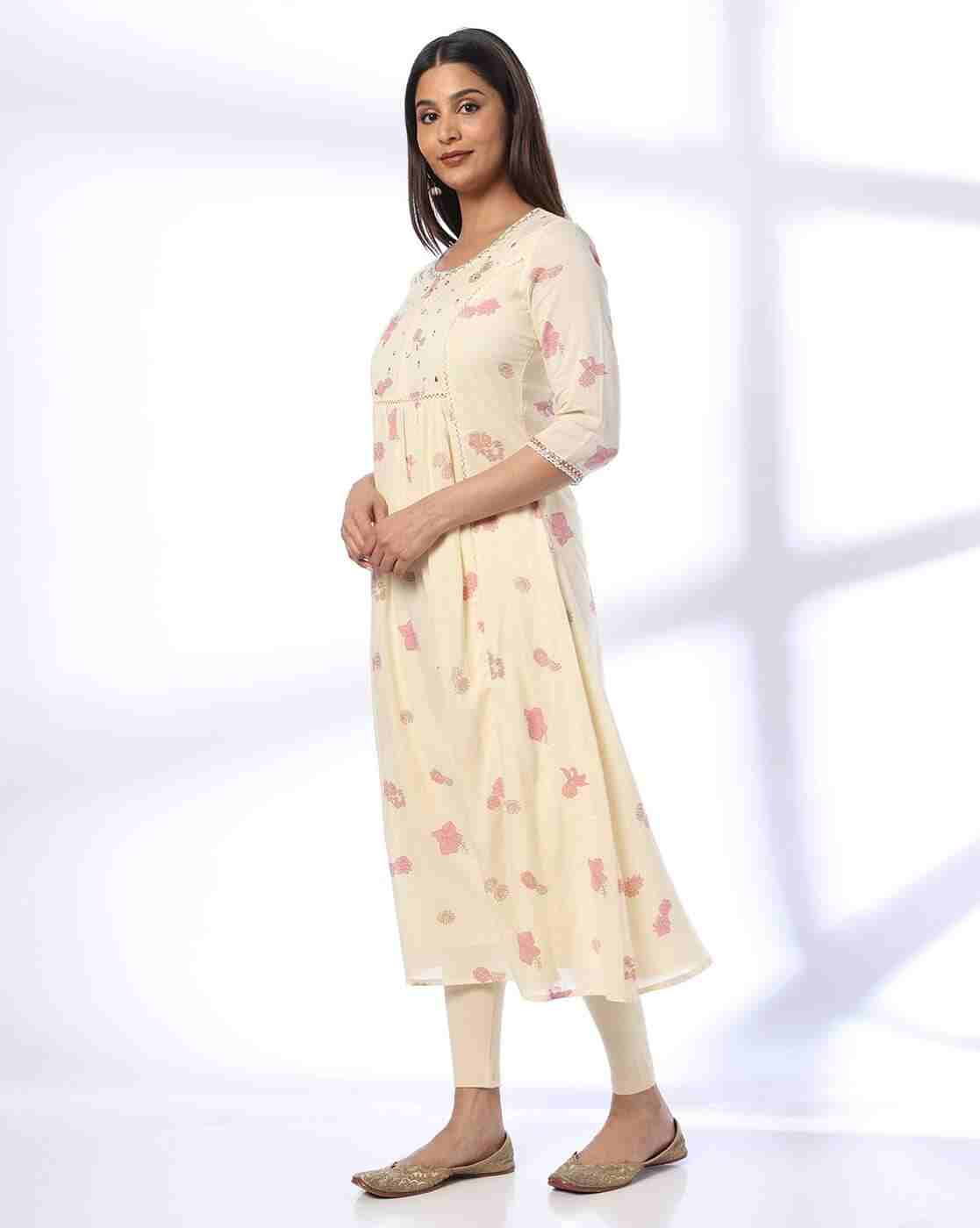 AVAASA MIX N' MATCH | Women Floral Print Flared Kurta|1